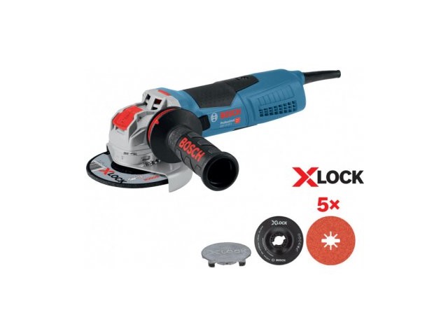 Kotni brusilnik X-LOCK Bosch GWX 19-125 + 5x plošča Prisma Ceramic R782, 1.900W, 125mm, 2.5kg, 0615990M34