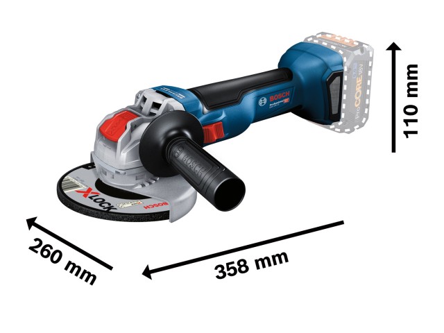 Akumulatorski kotni brusilnik Bosch GWX 18V-10, 18V, 125mm, 2kg, 06017B0100