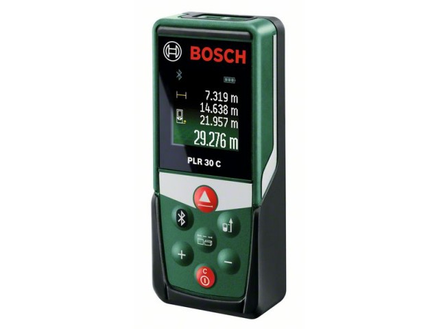 Digitalni laserski merilnik razdalj Bosch PLR 30C v kartonu, 635nm, 0.05-30m, ± 2mm, 0.5s, 2x 1,5 V LR03 (AAA), 0.08kg, 0603672120