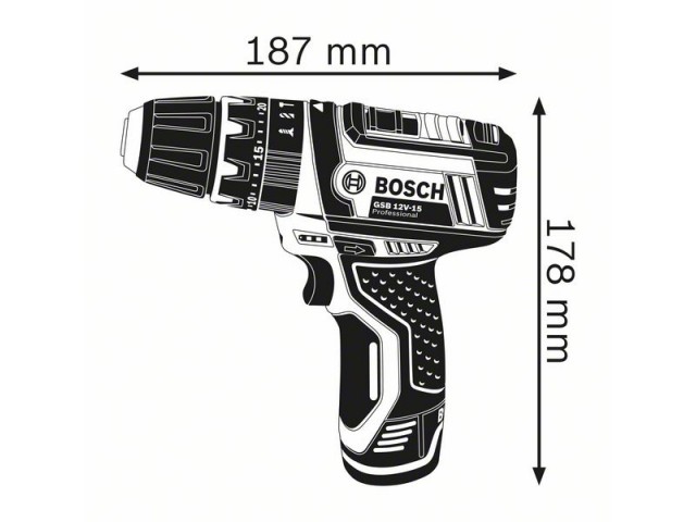Akumulatorski udarni vrtalni vijačnik Bosch GSB 12V-15 v kartonu, 12V, 7mm, 1kg, 06019B6901