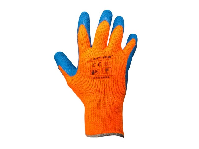 Zaščitne rokavice z lateksom Lahti PRO, oranžno-modre, M-2XL
