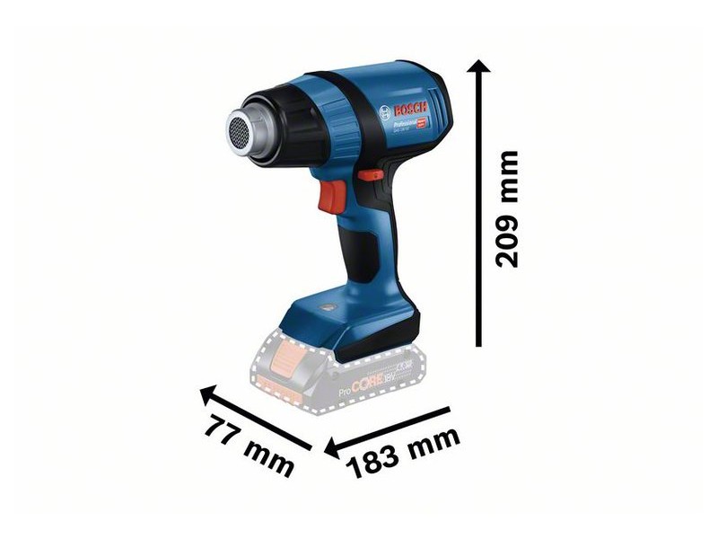 Akumulatorski fen za vroč zrak Bosch GHG 18V-50 solo, 300 - 500°C, 175 l/min, 06012A6500