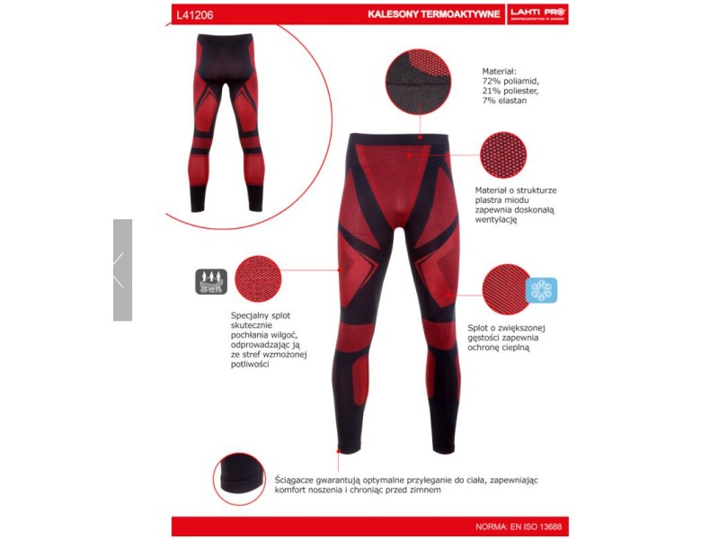 Termoaktivne hlače Lahti PRO, črno-rdeča, S/M, L/XL, 2XL/3XL