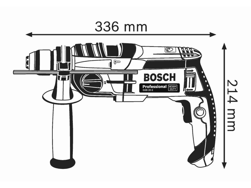 Električni udarni vrtalnik Bosch GSB 20-2, 850W, 2,6 kg, 060117B400