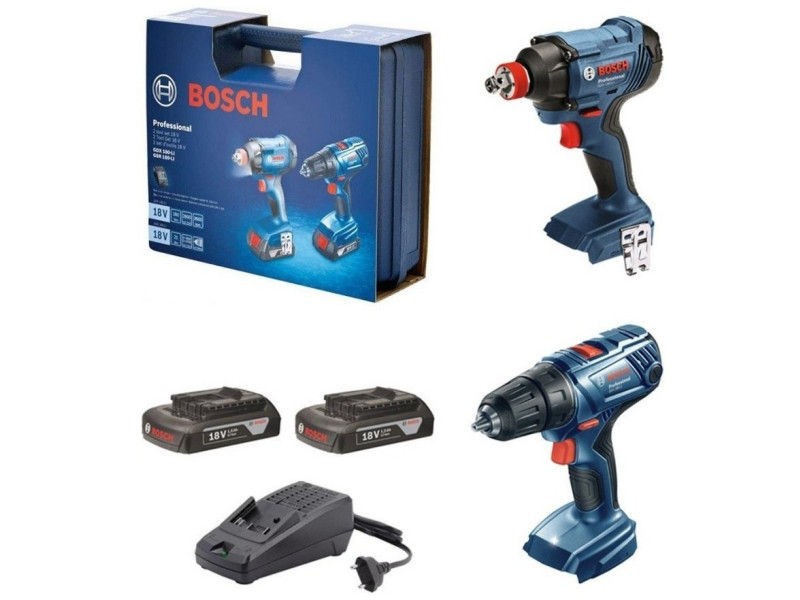 Akumulatorski udarni vijacnik Bosch GDX 180-LI + Akumulatorski vrtalni vijačnik Bosch GSR 180-LI v kartonu, 06019G5222