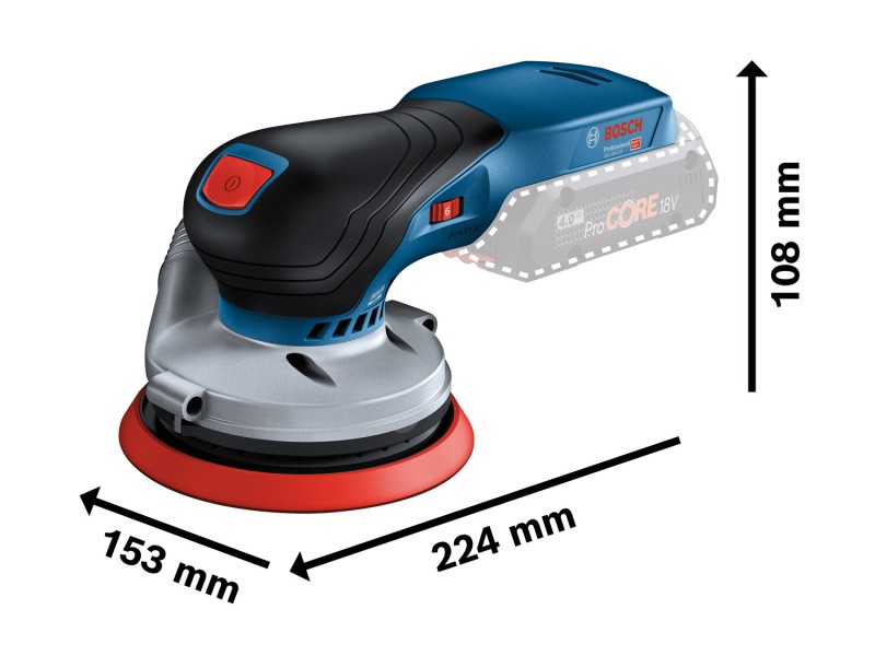 Akumulatorski ekscentrični brusilnik Bosch GEX 18V-125, 18V, 125mm, 1.1kg, 0601372201