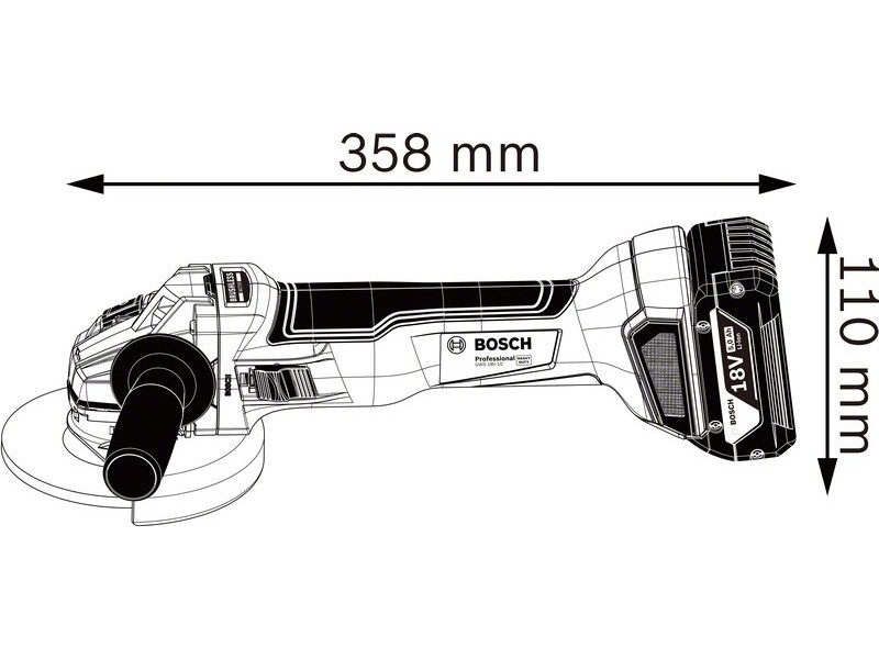 Akumulatorski kotni brusilnik Bosch GWS 18V-10 v kartonu, 18V, 115mm, M 10/M 14, 2.1kg, 06019J4000