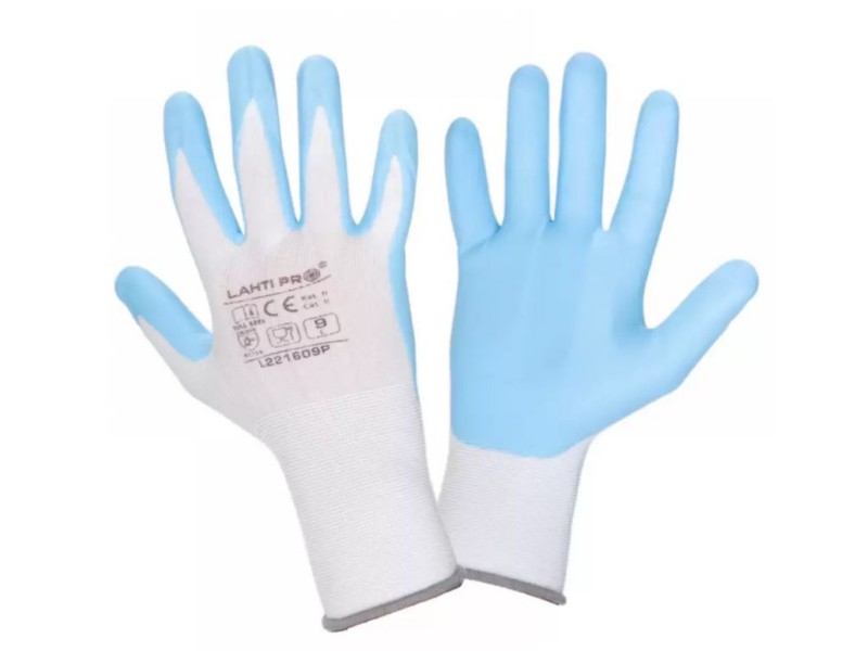 Nitrilne rokavice Lahti PRO, belo-modre, XS-2XL