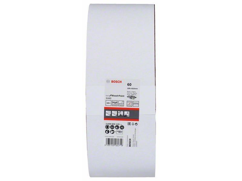 10-delni komplet brusilnih trakov Bosch X440, Dimenzije: 100 x 610 mm, Zrnatost: 60, 2608606135