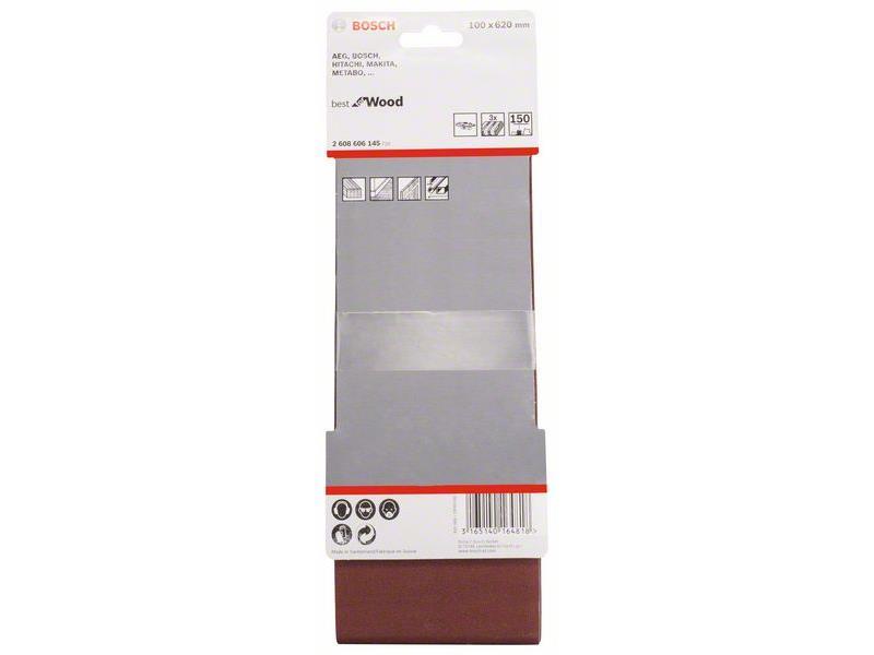 3-delni komplet brusilnih trakov Bosch X440, Dimenzije: 100 x 620 mm, Zrnatost: 150, 2608606145