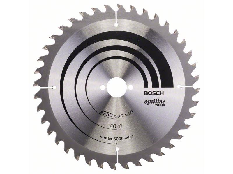 List krožne žage, Bosch Optiline Wood, Dimenzije: 250 x 30 x 3,2 mm, 40 zob, 2608640728