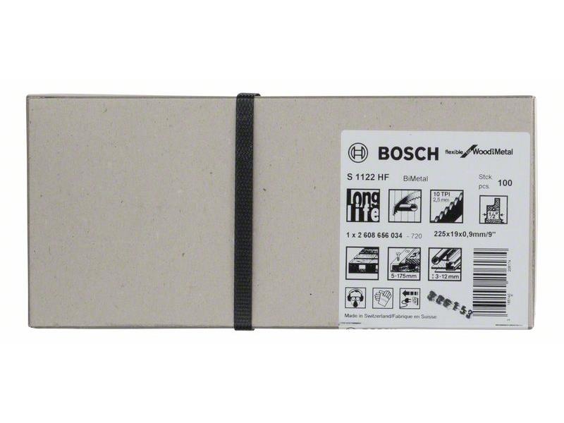 Žagin list za sabljasto žago Bosch S 1122 HF Flexible, les in kovina, Pakiranje: 100 kos, 3-12 mm, 2608656034