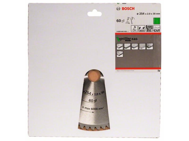List krožne žage Bosch Optiline Wood, Dimezije: 254x30x2mm, Zob: 60,  2608640436