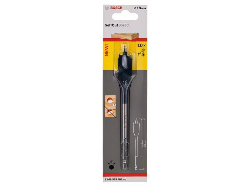 Ploščati rezkalni sveder Bosch Self Cut Speed, šesterorob , Dimenzije: 18 x 152 mm, 2608595489