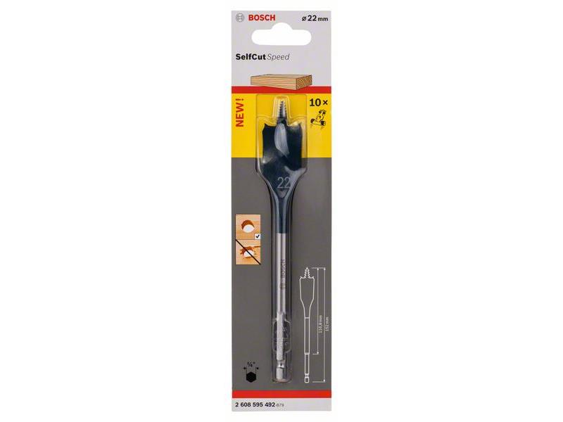 Ploščati rezkalni sveder Bosch Self Cut Speed, šesterorob , Dimenzije: 22 x 152 mm, 2608595492
