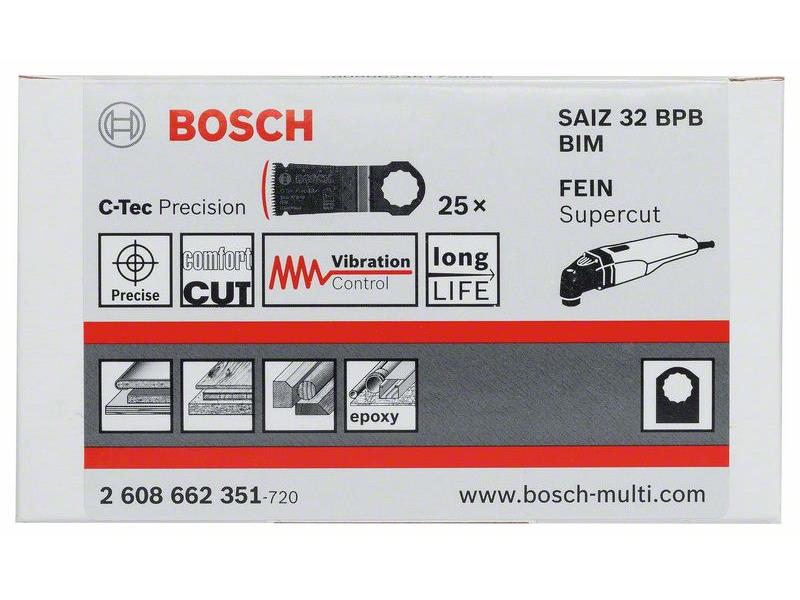 BIM Potopni žagin list Bosch SAIZ 32 BPB, Hard Wood, Pakiranje: 25kos, Dimenzije: 32x40mm, 2608662351