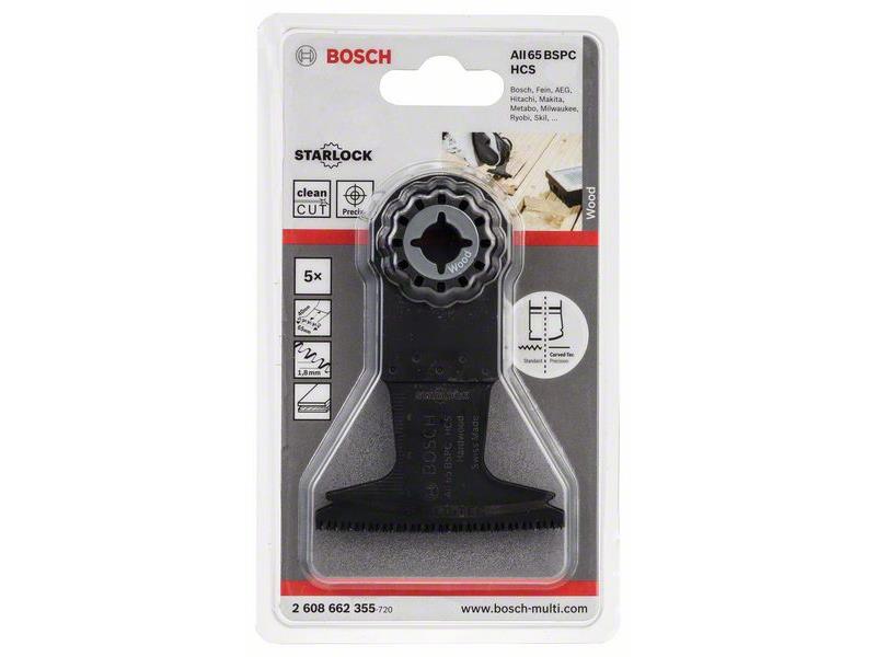 HCS potopni žagin list Bosch AII 65 BSPC Hard Wood, Pakiranje: 5 kosov, Dimenzije: 40x65mm, 2608662355
