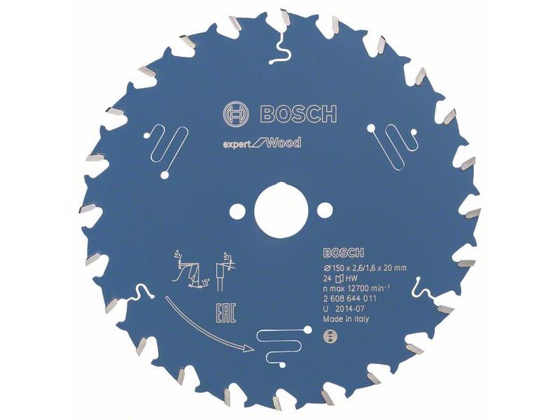 List za krožne žage Bosch Expert for Wood, Dimenzije: 150x20x2,6mm, Zob: 24, 2608644011