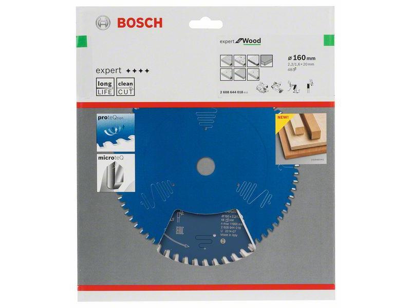 List za krožne žage Bosch Expert for Wood, Dimenzije: 160x20x2,2mm, Zob: 48, 2608644018