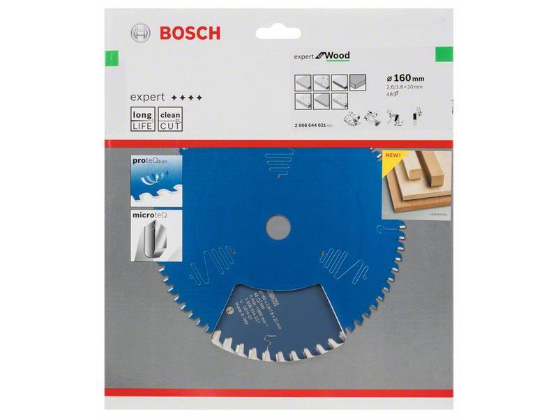 List za krožne žage Bosch Expert for Wood, Dimenzije: 160x20x2,6mm, Zob: 48, 2608644021