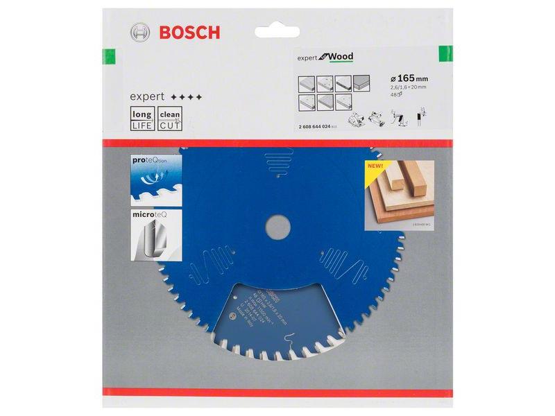 List za krožne žage Bosch Expert for Wood, Dimenzije: 165x20x2,6mm, Zob: 48, 2608644024