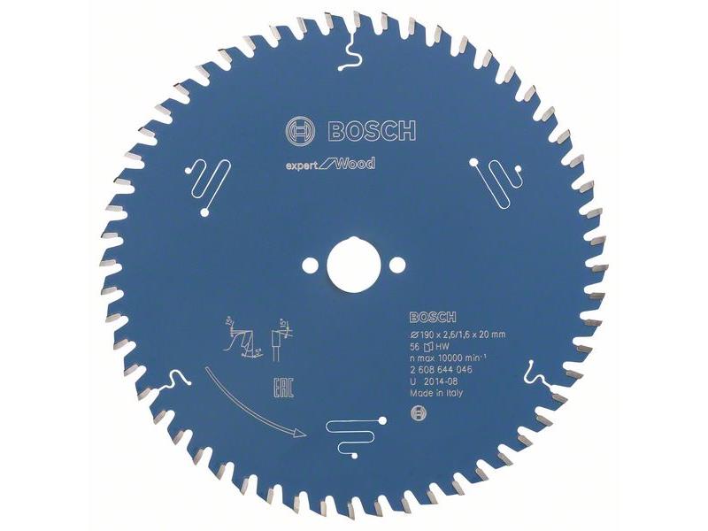 List za krožne žage Bosch Expert for Wood, Dimenzije: 190x20x2,6mm, Zob: 56, 2608644046