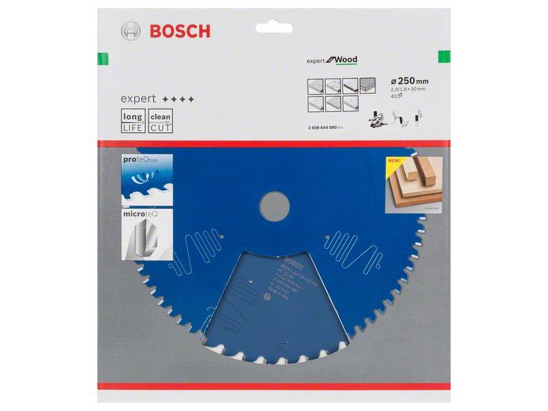 List za krožne žage Bosch Expert for Wood, Dimenzije: 250x30x2,4mm, Zob: 40, 2608644080