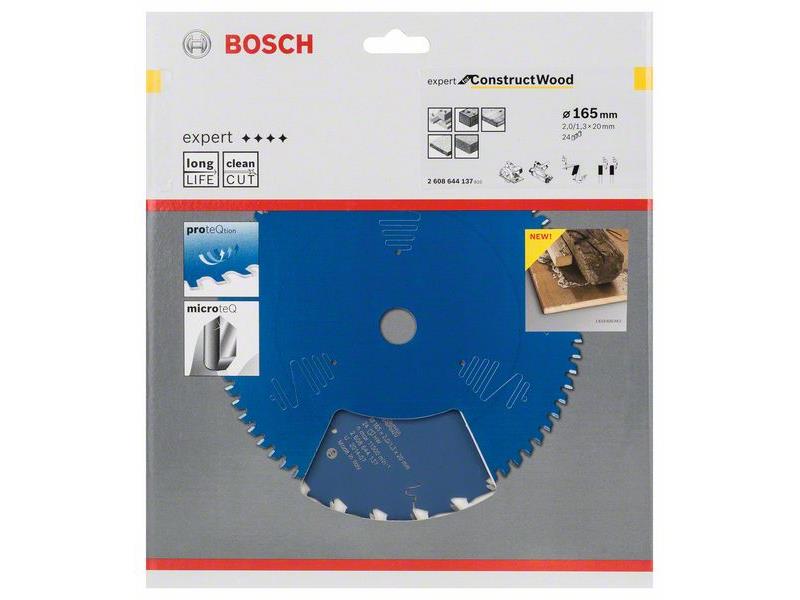 List za krožne žage Bosch Expert for Construct Wood, Dimenzije: 165x20x2mm, Zob: 24, 2608644137 