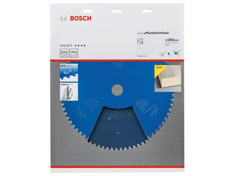 Žagin list za krožne žage Bosch Expert for Sandwich Panel, Dimenzije: 355x30x2,6mm, Zob: 80, 2608644147