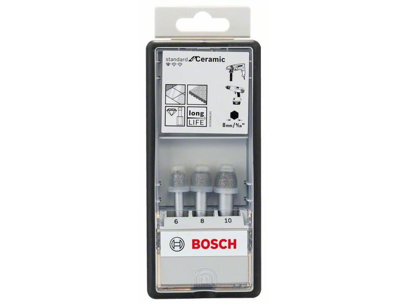 3-delni komplet diamantnih svedrov za suho vrtanje Bosch Robust Line Easy Dry Best for Ceramic, Dimenzije: 6, 8, 10mm, 2607017341