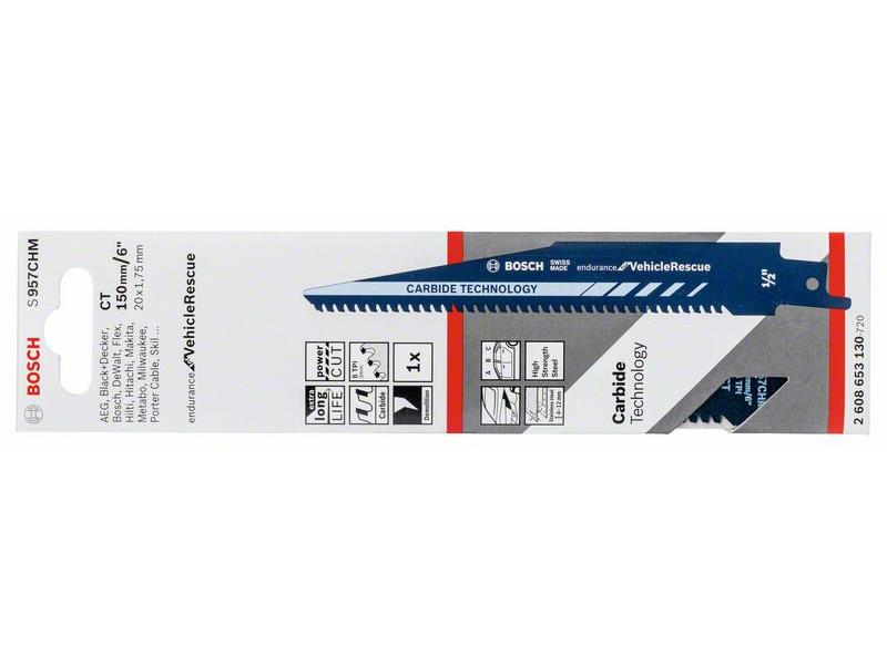 Listi za sabljasto žago Bosch 957 CHM endurance for Vehicle Rescue, kovina, Pakiranje: 1 kos, 2608653130