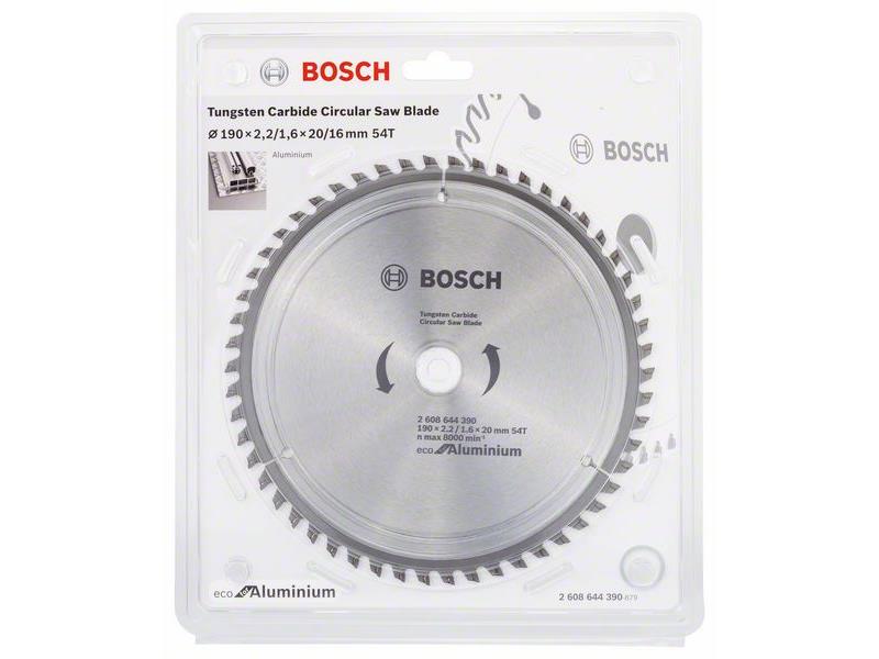 List za krožno žago Bosch Eco for Aluminium, Dimenzije: 190x2,2/1,6x20mm, Zob: 54, 2608644390