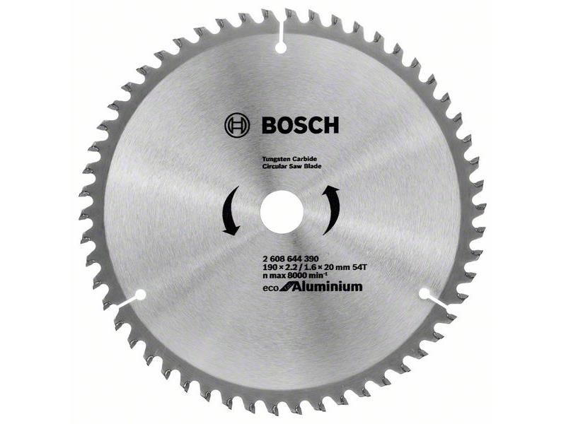 List za krožno žago Bosch Eco for Aluminium, Dimenzije: 190x2,2/1,6x20mm, Zob: 54, 2608644390