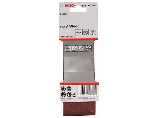 3-delni komplet brusilnih trakov Bosch X440, Dimenzije: 60 x 400 mm, Zrnatost: 100, 2608606003