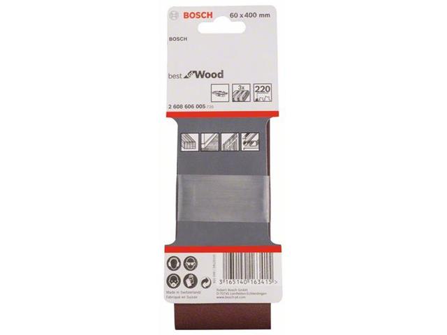 3-delni komplet brusilnih trakov Bosch X440, Dimenzije: 60 x 400 mm, Zrnatost: 220, 2608606005