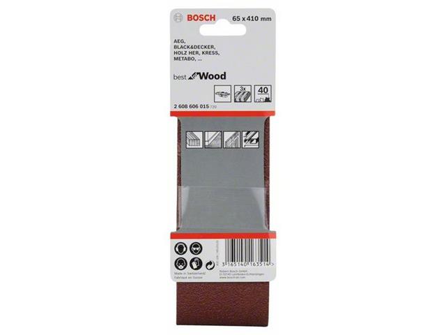 3-delni komplet brusilnih trakov Bosch X440, Dimenzije: 65 x 410 mm, Zrnatost: 40, 2608606015
