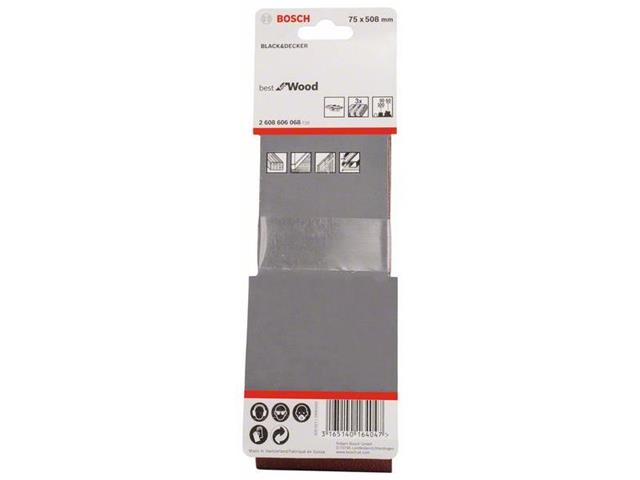 3-delni komplet brusilnih trakov Bosch X440, Dimenzije: 75 x 508 mm, Zrnatost: 60, 80, 100, 2608606068