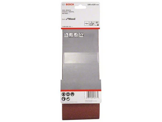 3-delni komplet brusilnih trakov Bosch X440, Dimenzije: 100 x 620 mm, Zrnatost: 40, 2608606141