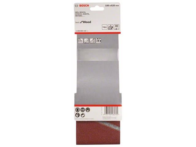 3-delni komplet brusilnih trakov Bosch X440, Dimenzije: 100 x 620 mm, Zrnatost: 80, 2608606143