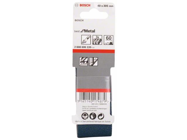 3-delni komplet brusilnih trakov X450   Bosch, Dimenzija: 40x305 mm, Zrnatost: 60, 2608606220