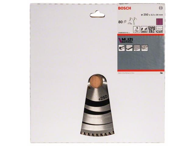 List krožne žage Bosch Multi Material, Dimenzije: 250x30x3,2 mm, Zob: 80, 2608640516