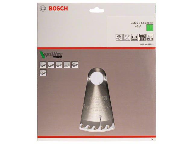 List krožne žage Bosch Optiline Wood, 230x30x2,8 mm, Zob: 48, 2608640629