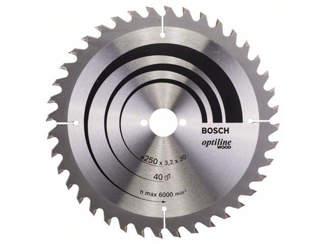 List krožne žage, Bosch Optiline Wood, Dimenzije: 250 x 30 x 3,2 mm, 40 zob, 2608640728