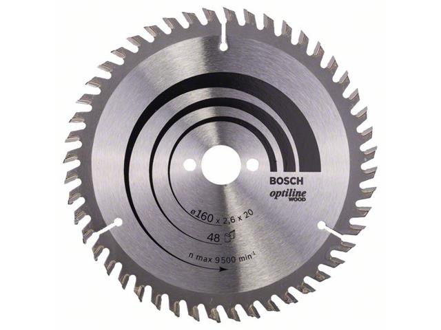 List krožne žage Bosch Optiline Wood, Dimenzije: 160x20/16x2,6mm, Zob: 48, 2608640732