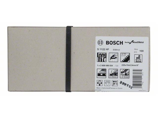 Žagin list za sabljasto žago Bosch S 1122 HF Flexible, les in kovina, Pakiranje: 100 kos, 3-12 mm, 2608656034