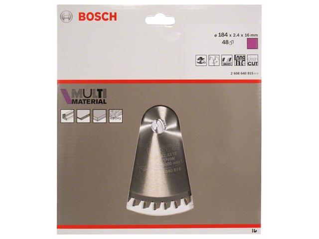 List krožne žage Bosch Multi Material, Dimenzije: 184x16x2,4mm, Zob: 48, 2608640815