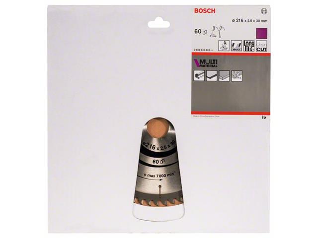 List krožne žage Bosch Multi Material, Dimenzije: 216x30x2,5mm, Zob: 60, 2608640446