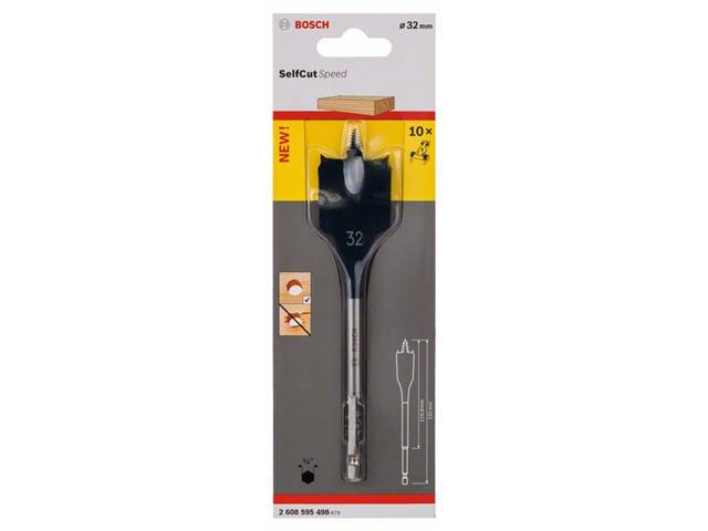Ploščati rezkalni sveder Bosch Self Cut Speed, šesterorob , Dimenzije: 32 x 152 mm, 2608595498