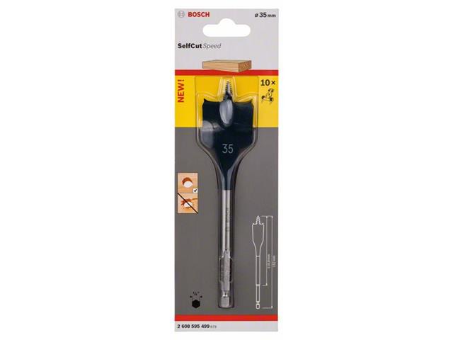 Ploščati rezkalni sveder Bosch Self Cut Speed, šesterorob , Dimenzije: 35 x 152 mm, 2608595499