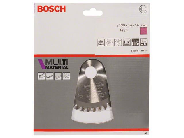 List krožne žage Bosch Multi Material, Dimenzije: 130x20/16x2,0mm, Zob: 42, 2608641195